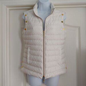 Lilly Pulitzer Pearl White Lightweight Down Zip Quilted Puffer Vest 2